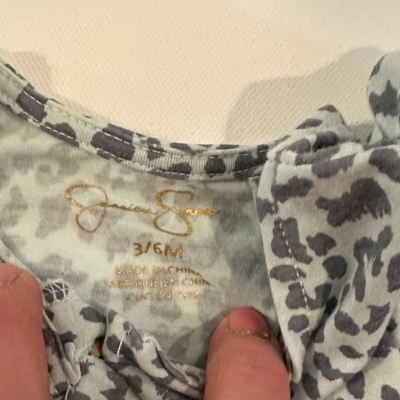 Jessica Simpson Light Blue & Gray Leopard Print Bodysuit with Headband - Picture 3 of 4